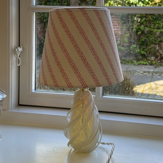 French Midcentury Lamp in Twisted Glass