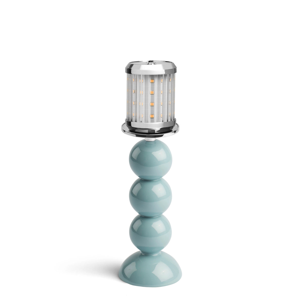 Small Chambray Bobbin Lacquered Lamp Base & Rechargeable Bulb - 19cm