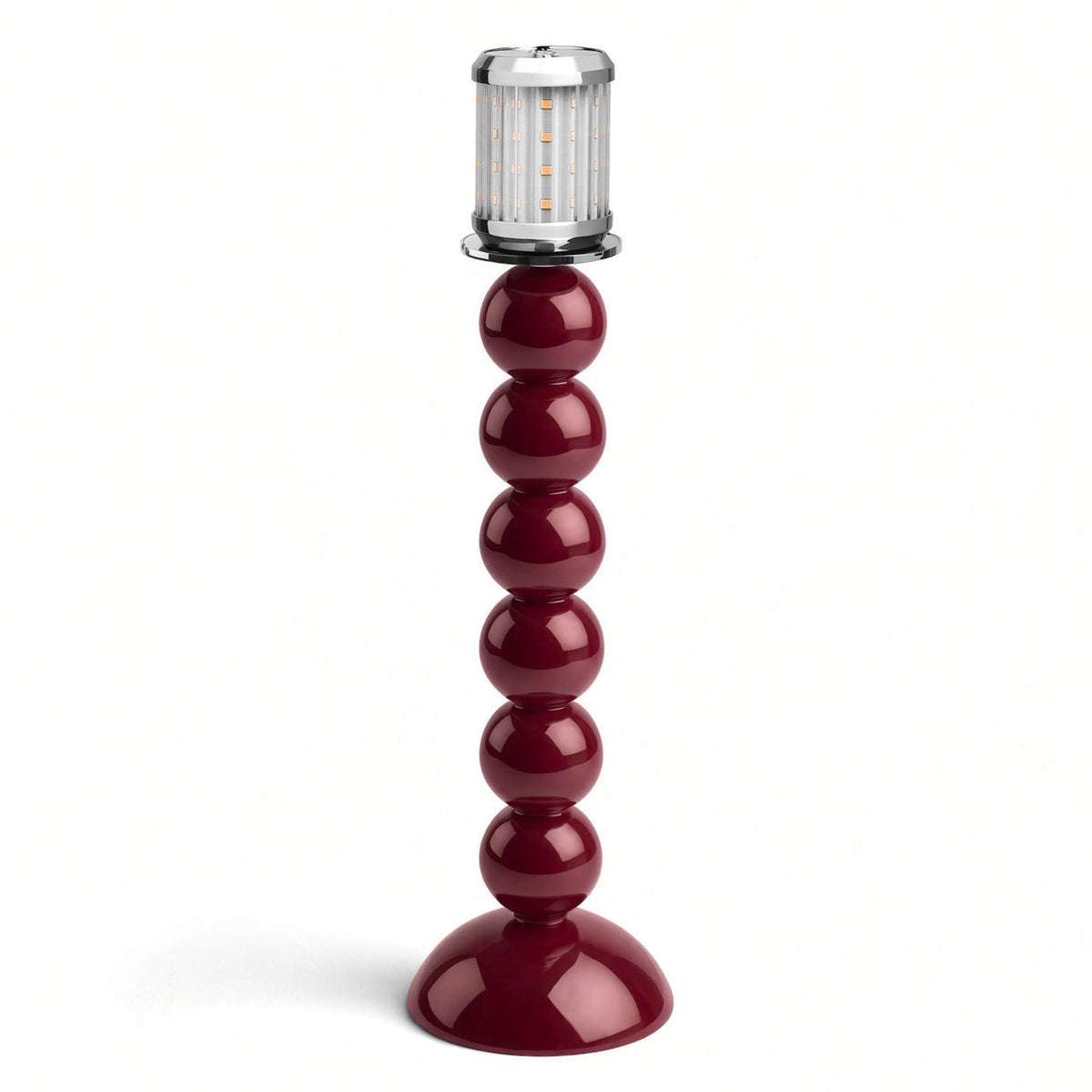 Tall Cherry Bobbin Lacquered Lamp Base & Rechargeable Bulb - 34cm