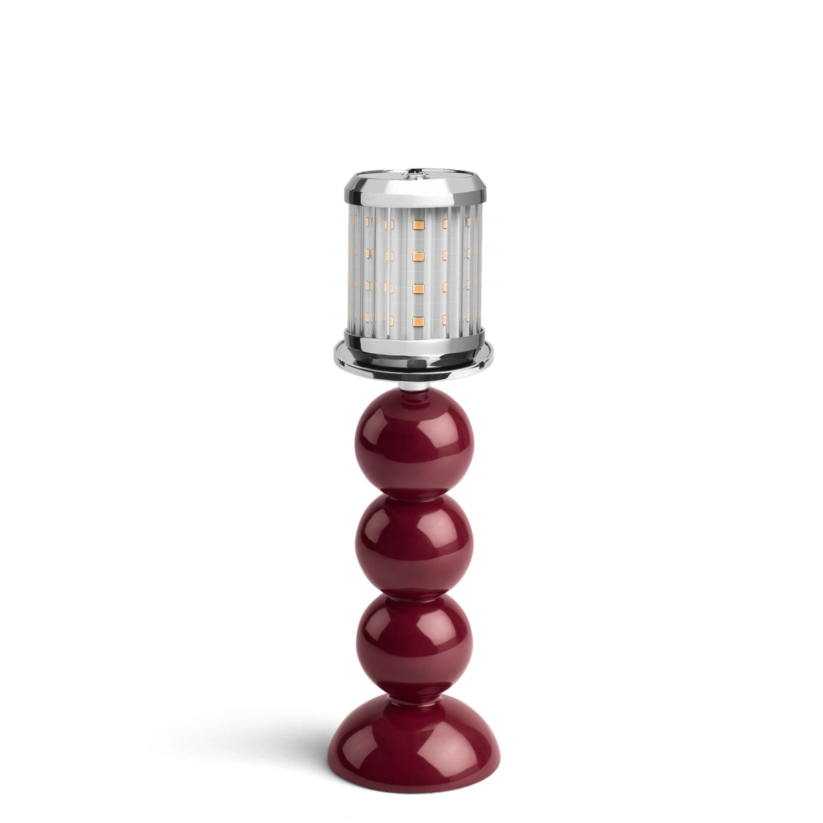 Small Cherry Bobbin Lacquered Lamp Base & Rechargeable Bulb - 19cm