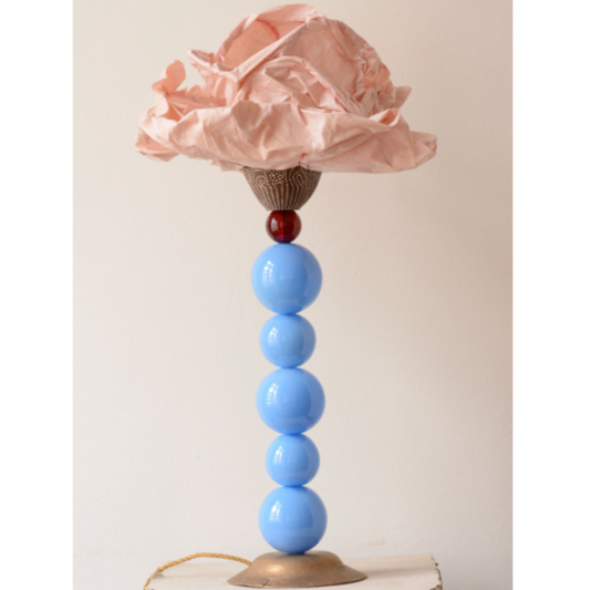 Murano Glass Lamp with Silk Shade