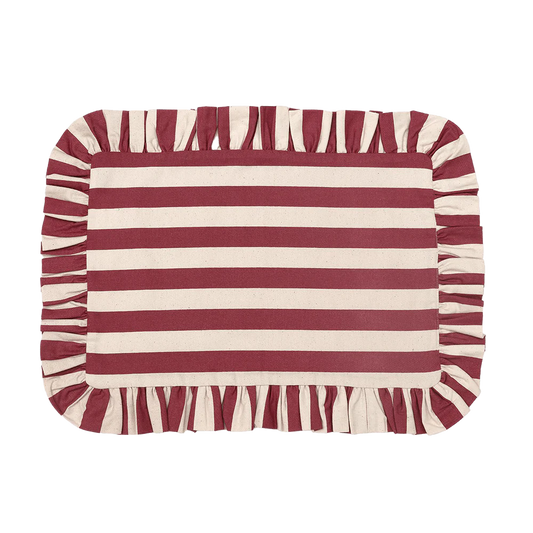 Tangier Red Stripe Frilly Placemat - Set of 2 (UK)