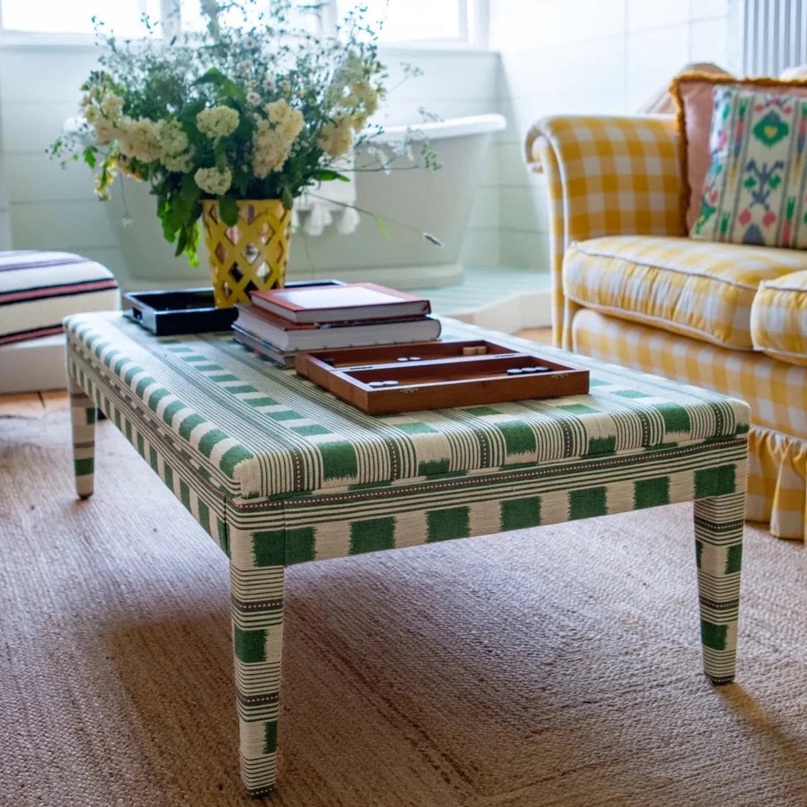 Bespoke Honey Upholstered Coffee Table Ottoman