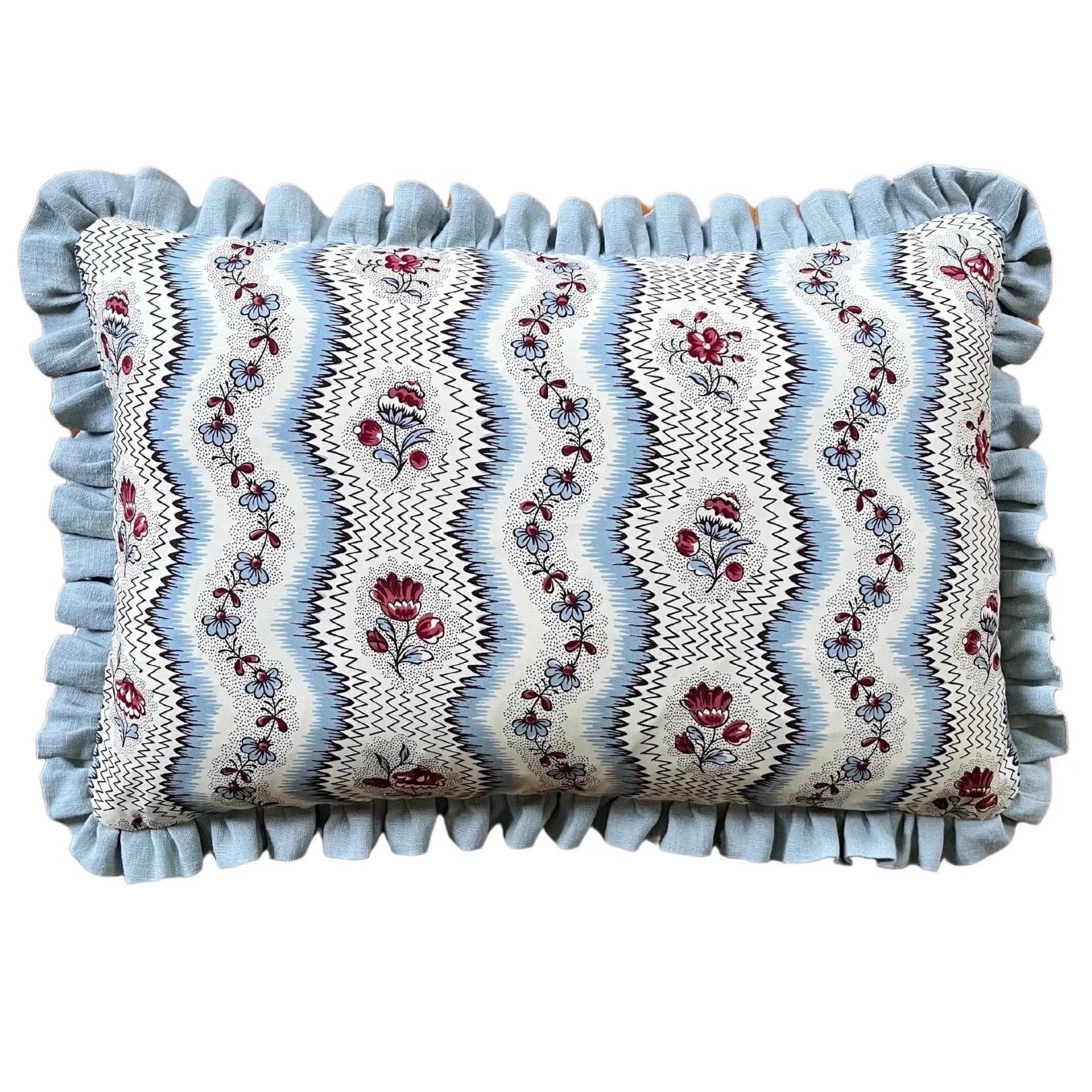 Cushion Blue Floral Ribbons