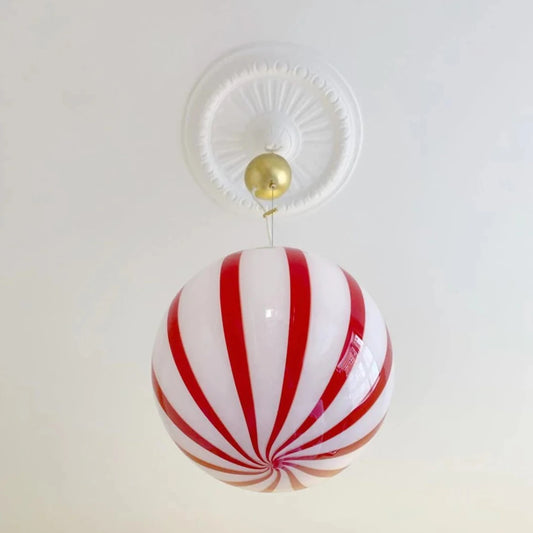 Ceiling Lamp with Red Vertical Stripes