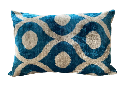 Silk Velvet Ikat Cushion Cover