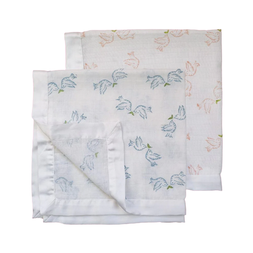 Satin Trimmed Dove Muslins